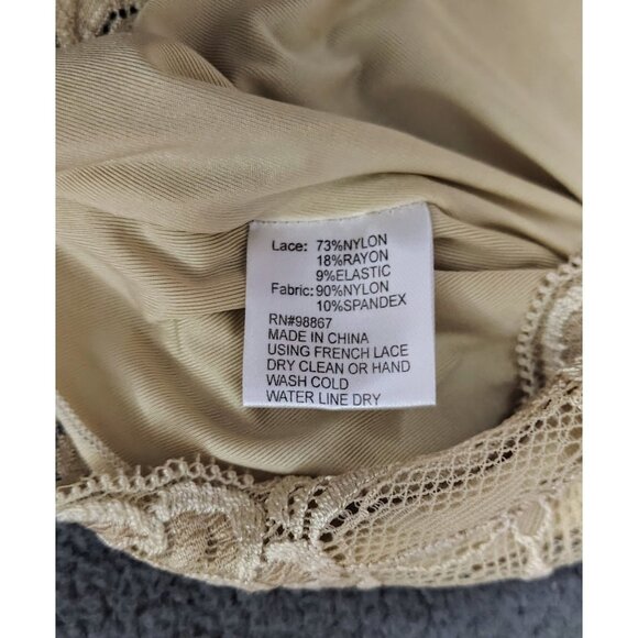 Leigh Bantivoglio Womens (L) Vtg Beige French Lace Top Babydoll Coquette Bow Y2K - Picture 8 of 8